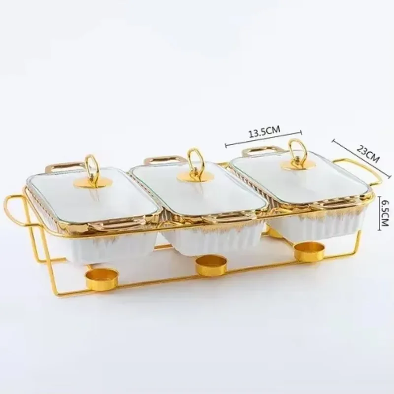 

Three grid double ear ceramic plates, baking plates, hotel tableware, candles, heated soup pots, dry pots, fish plates, soup pla