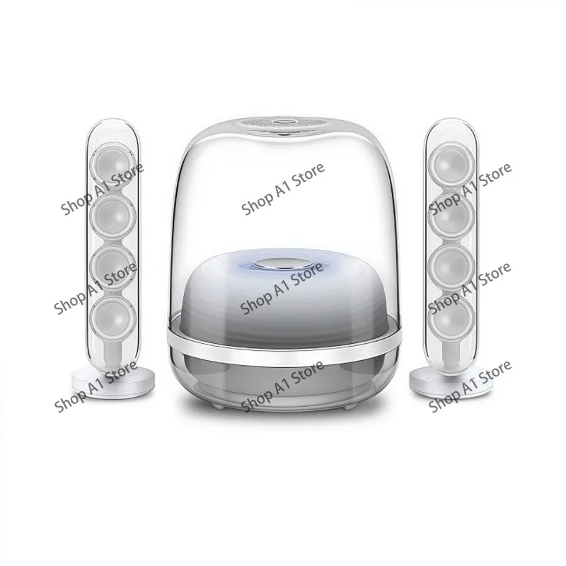 4th Gen Bluetooth 5.4 Pair Speakers, Desktop Wireless Stereo Subwoofer with Ambient Light for Computer