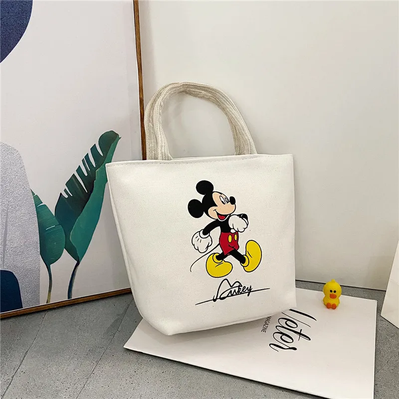 Mickey Mouse Canvas Handbag Cartoon Disney Minnie Mouse Large Capacity Travel Tote Bag for Women Girls Cute Shoulder Bags