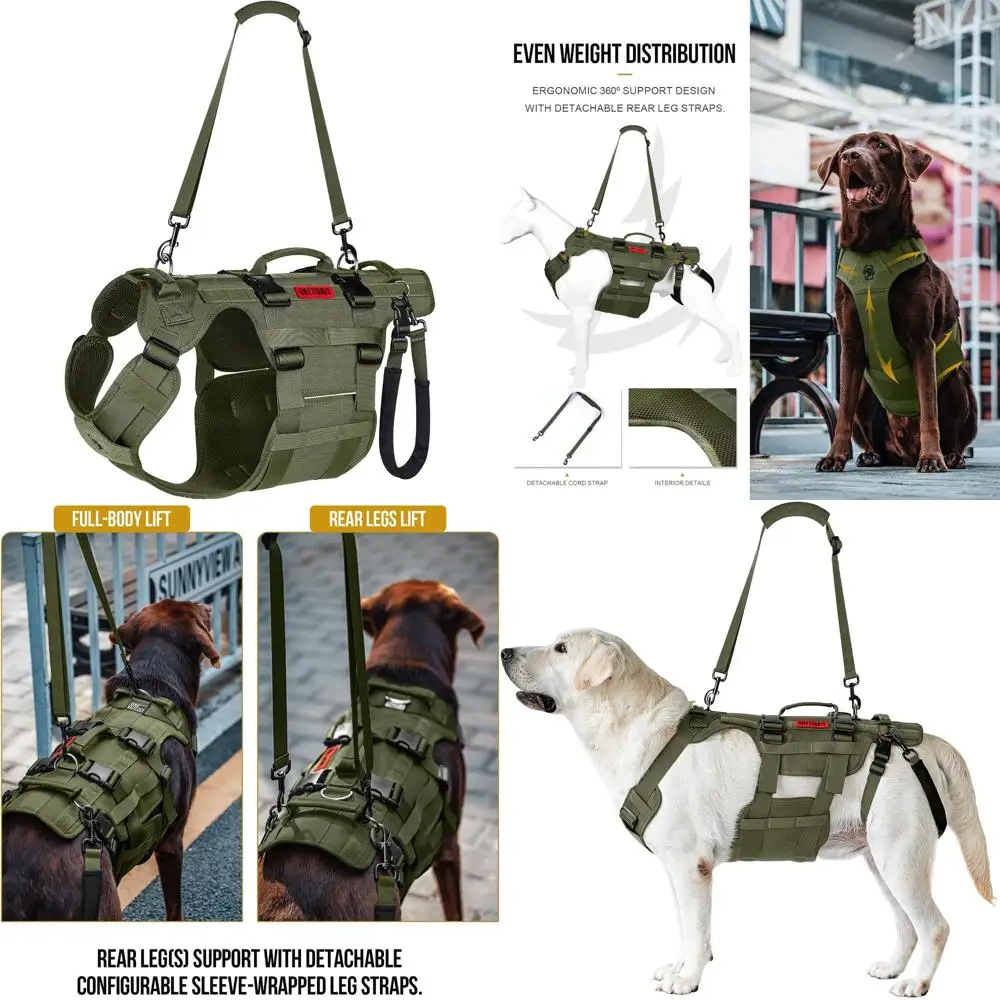 

Invictus Full-Body Support Harness for Large Dogs, Mobility Aid with Lifting Handles, Green, Large Size