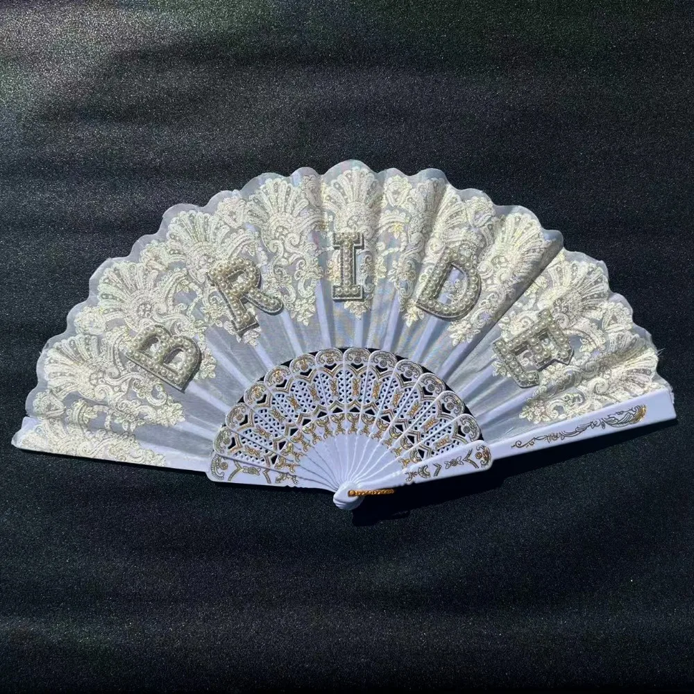

Элегантный винтажный ручной веер, разноцветный кружевной белый меховой складной веер, реквизит для фотосъемки, аксессуары Hanfu в китайском стиле
