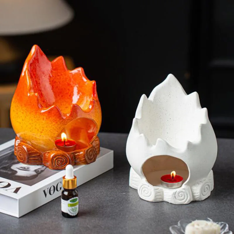 Ceramic Candle Heating Holder Essential Oil Burner Flame Design Aromatherapy Burner Fragrance Censer Home Decoration