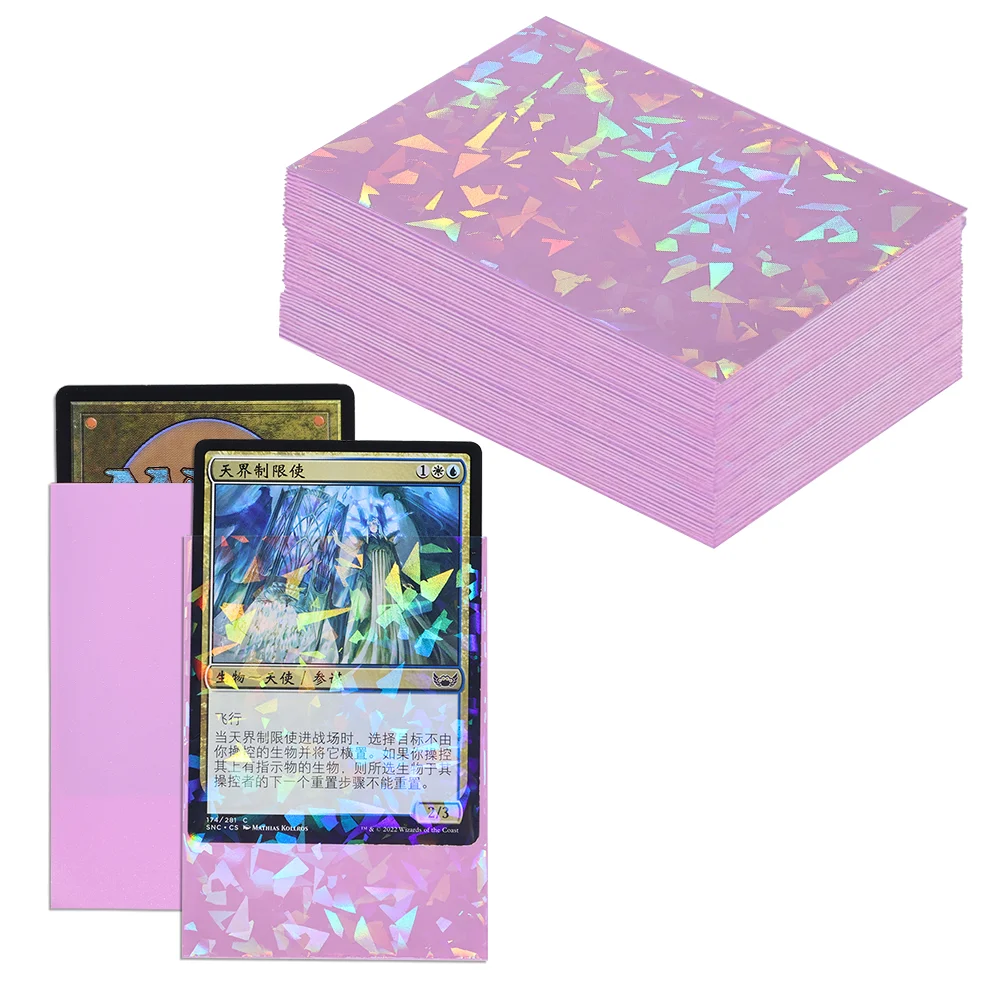 60 Stück holografische Kartenhüllen mit funkelndem Effekt, Standardgröße 66 x 91 mm, für TCG/MTG Idol-Foto-Sportkarten. Schützen Sie Ihre Karten. – Detail 5