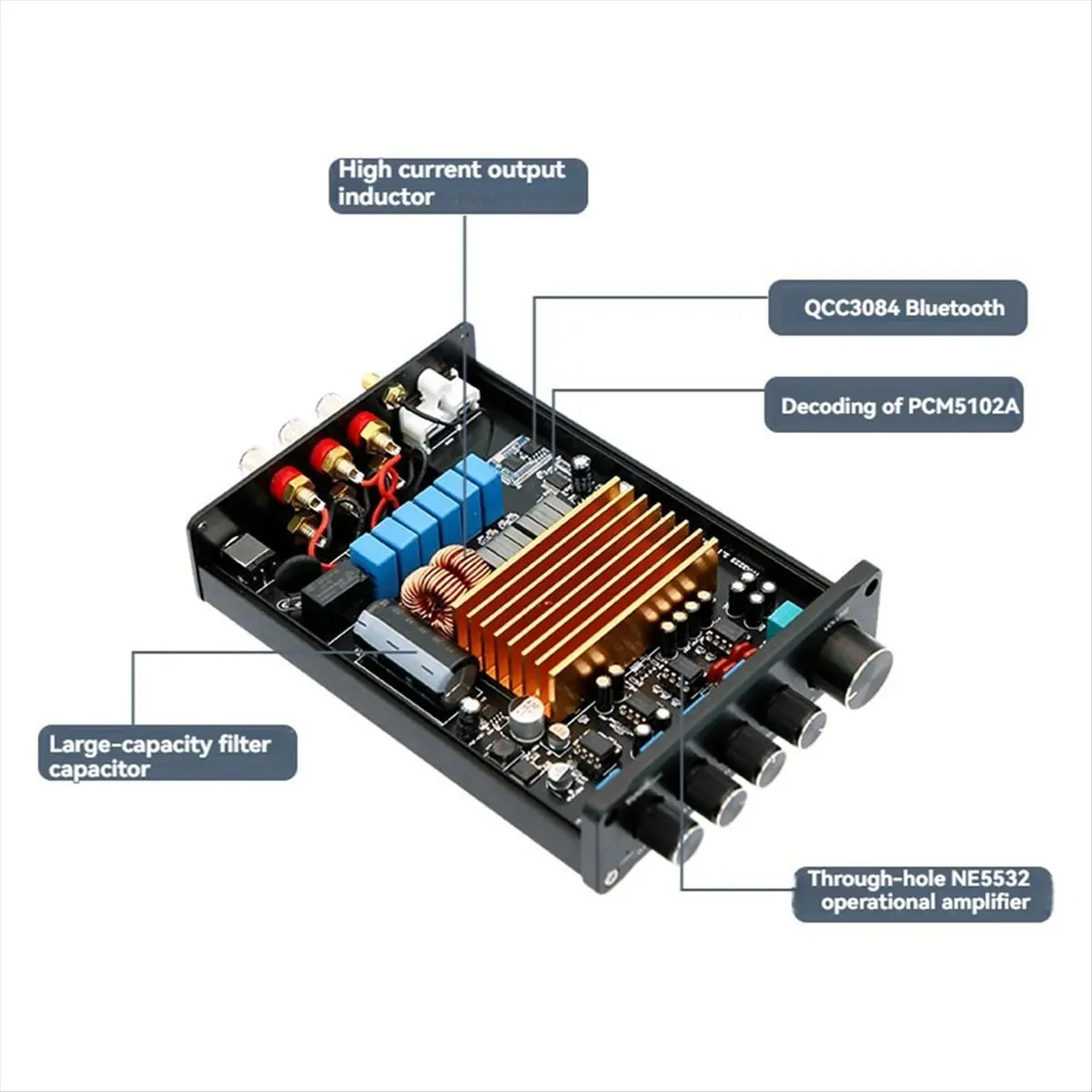 DT307 TO D231 Bluetooth Power Amplifier Board High-Power 2.1-Channel Dual TPA3223 Chip 200Wx2/4Ω+400W/2Ω Digital Audio Amplifier