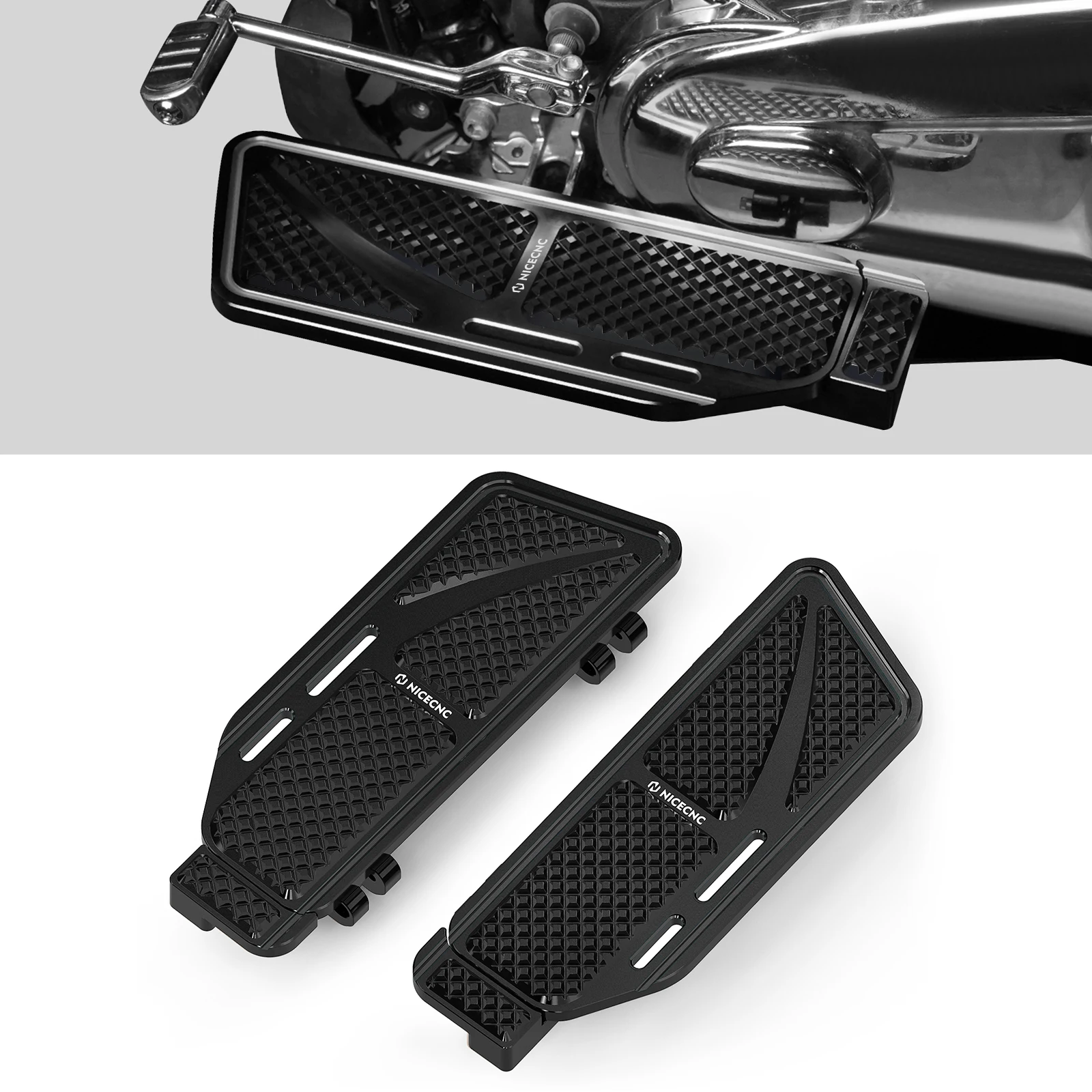 Enlarged Rider Footboards Footrest Foot Pegs For Harley Road King FLHR Special FLHRXS Electra Glide CVO Road Glide Street Glide