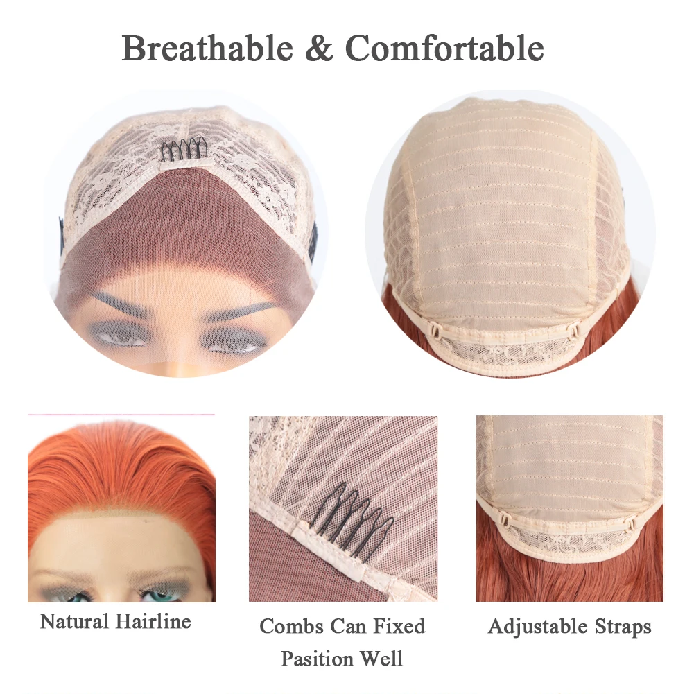 برناردو الوردي الباروكات للنساء الاصطناعية الدانتيل شعر مستعار أمامي شعر مستعار قصير مع شعر الطفل ألياف مقاومة للحرارة الأحمر شعر مستعار أمامي تأثيري