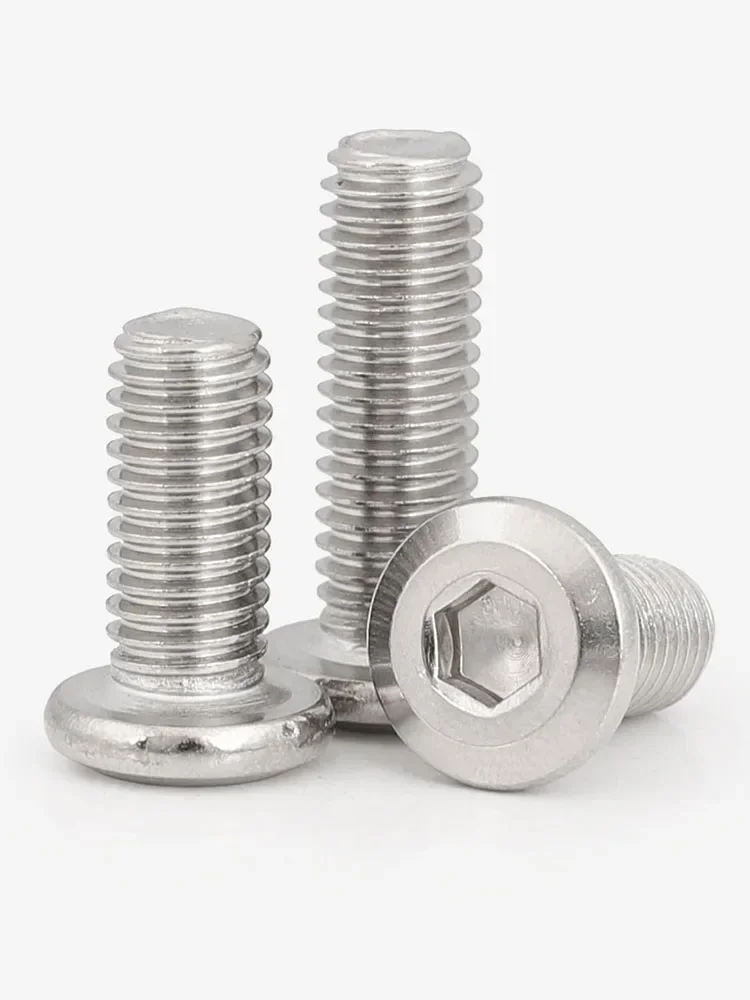10pcs M6 304 Stainless Steel Chamfered Inner Hexagonal Furniture Oblique Large Flat Head Screws Round Head Bolts 6-30mm