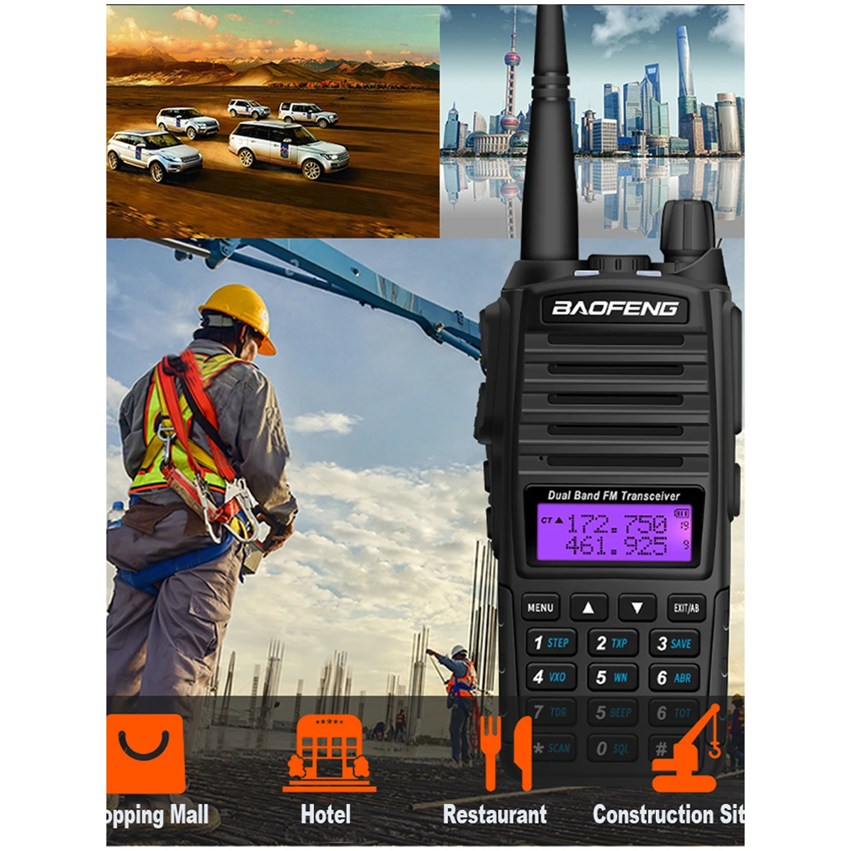 Baofeng UV-82 Dual PTT Walkie Talkie High Power 8W UV82 Dual Band VHF UHF FM Amateur Radio Station 10KM Lange Ham CB Radio