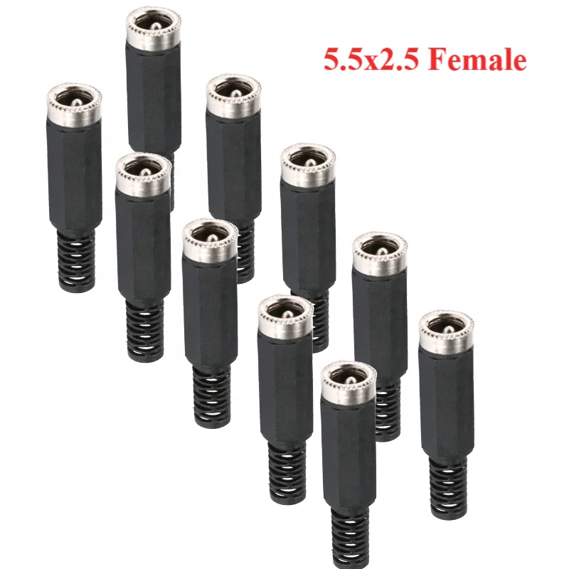 10pcs DC Connector 2.1*5.5mm 2.5*5.5mm Power Jack DC Power Conector 5.5x2.1 5.5x2.5 Male