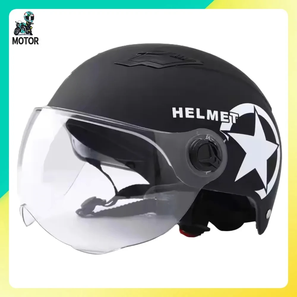 Casco da motociclista Motore elettrico Scooter per auto Bicicletta carina con faccia aperta Mezza berretto da baseball Casco rigido regolabile