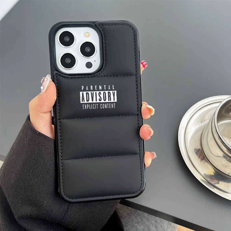 Parental Advisory Icon Cool Puffer Phone Case Cover for iPhone 15 14 13 12 11 Pro Max Plus XR Case Funny Gift for Friend