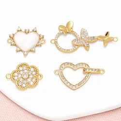 OCESRIO Crystal Shell Heart Charms for Bracelet Copper Gold Plated Flower Butterfly accesorios de joyería envio gratis chma276
