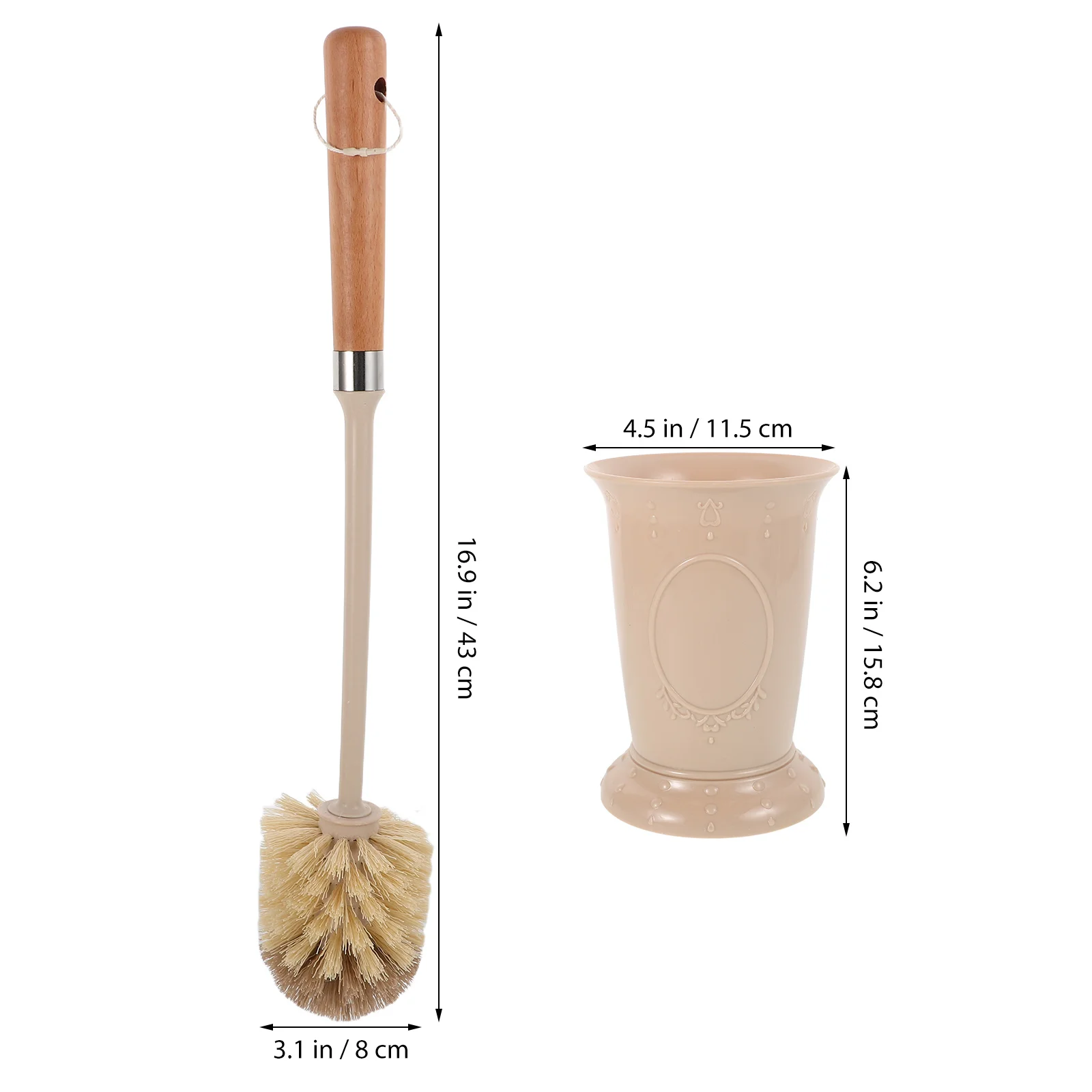 مجموعة فرشاة المرحاض المنزلية، مقبض خشبي طويل، حامل فرشاة تنظيف الحمام المريح للمنزل والفندق والأماكن العامة #6