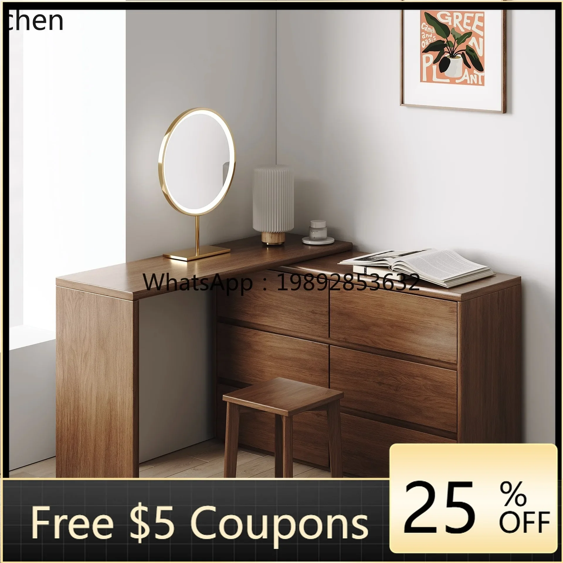 

O3-27 Dressing Tle and Chest of Drawers Integrated Small Apartment Makeup Tle Solid Wood Storage Cinet L-Shaped Corner Desk