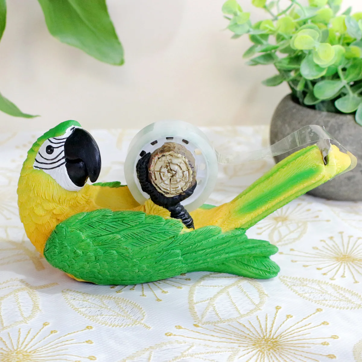 

Parrot Tape Dispenser - Cute Resin Desk Organizer for Office