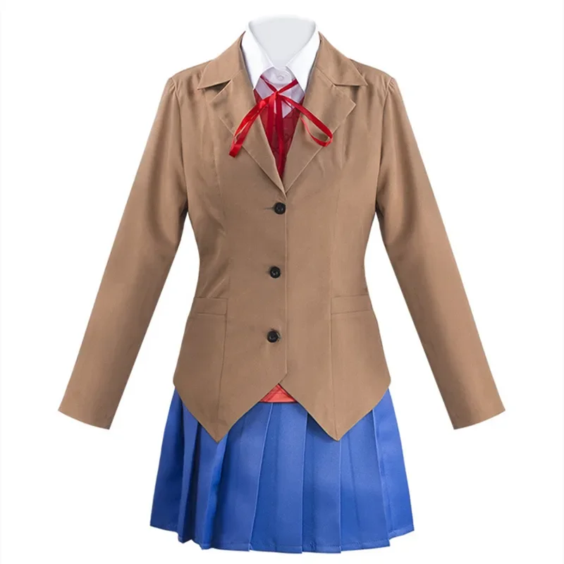 Monika Cosplay Anime Doki Doki Literature Club Sayori Yuri Natsuki Cosplay Costume School Girl Women Uniform image 2