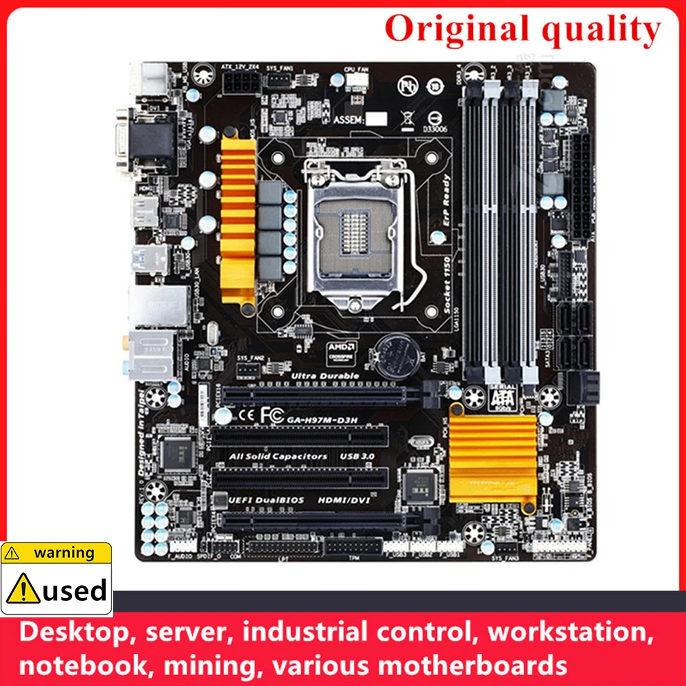 

For GA-H97M-D3H H97M-D3H Motherboards LGA 1150 DDR3 32G M-ATX For Intel H97 Desktop Mainboard SATA III USB3.0