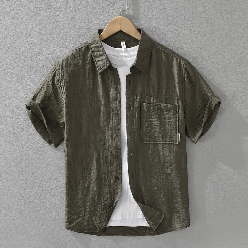 

Japanese Style Short Sleeve Shirts for Men Fashion Casual Loose Breathable Top Men's Shirt Camisas Men Clothing TS-891