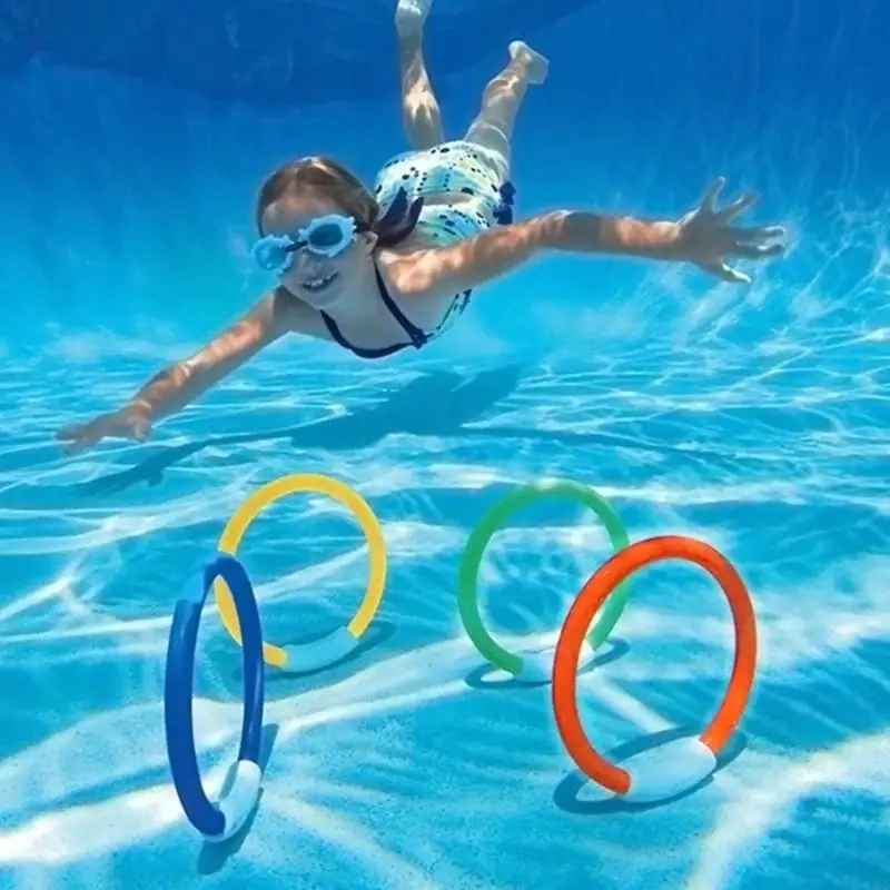 

Y4UD Colorful Diving Rings Swimming Toy For Engaging Underwater Play Training 4Pcs
