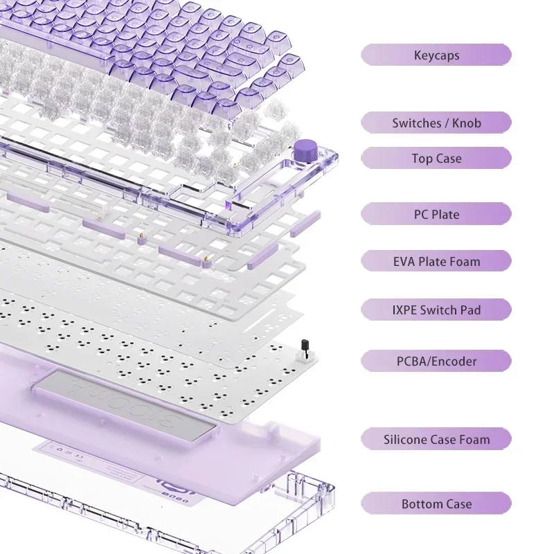 Akko Monsgeek Ice75 Fully Transparent Mechanical Keyboard Rgb Hot-swap Customization 1000hz Gaming Keyboard For Win Mac