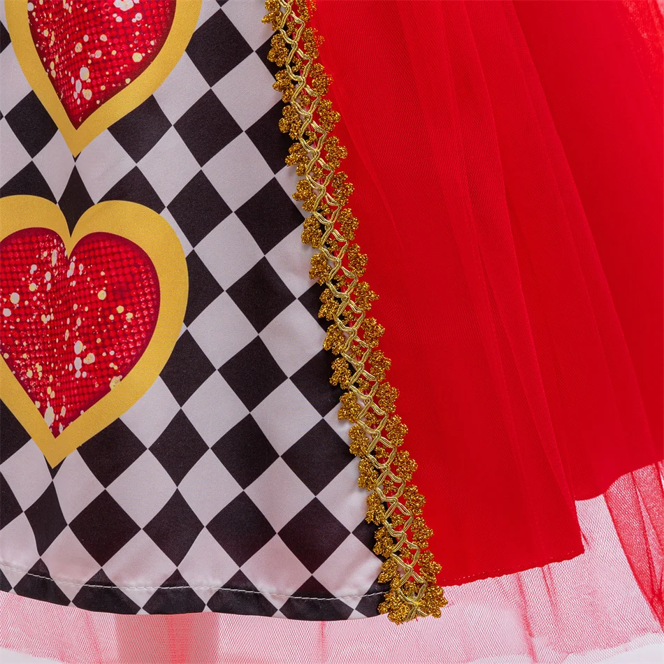 Alice Red Queen Cosplay Princess Dress Girls Deluxe Performance Clothes Kid Carnival Halloween Party Charm Costume Birthday Gift