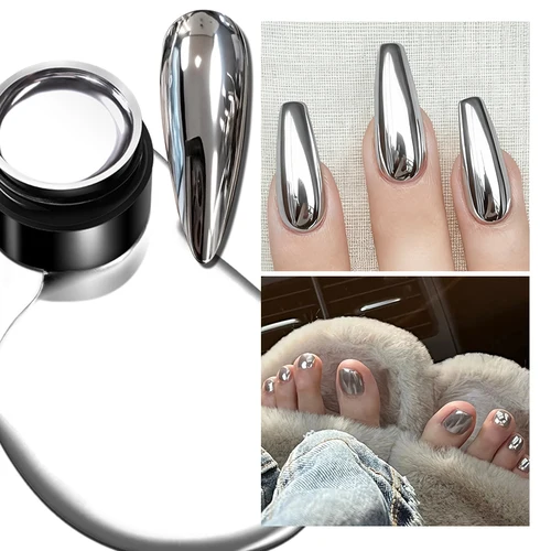 Imagen 2 del producto AWStorG 5ML esmalte de uñas de Gel metálico súper plateado efecto metálico pintura Gel cromo Varnis semipermanente para uñas DIY