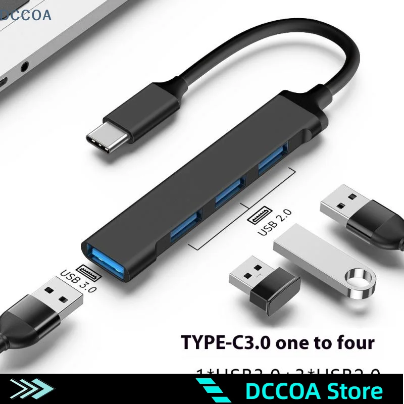 

1 шт., компьютерные аксессуары, концентратор USB 3.0, USB-концентратор, 4 порта, высокоскоростной разветвитель типа C, 5 Гбит/с, многопортовый концентратор, 4 порта USB 3.0 2.0