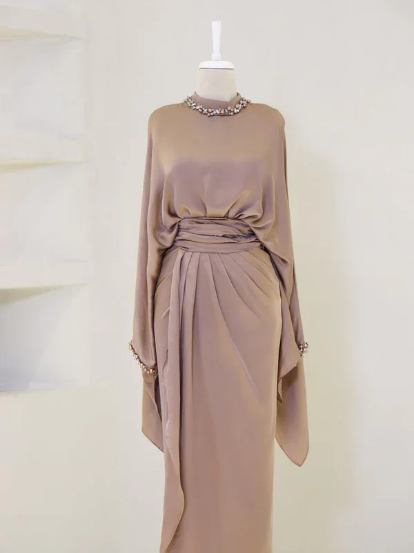 Ciynsia Elegant Women Evening Gowns Sheath Formal Dress Crystal Vestido De Noche