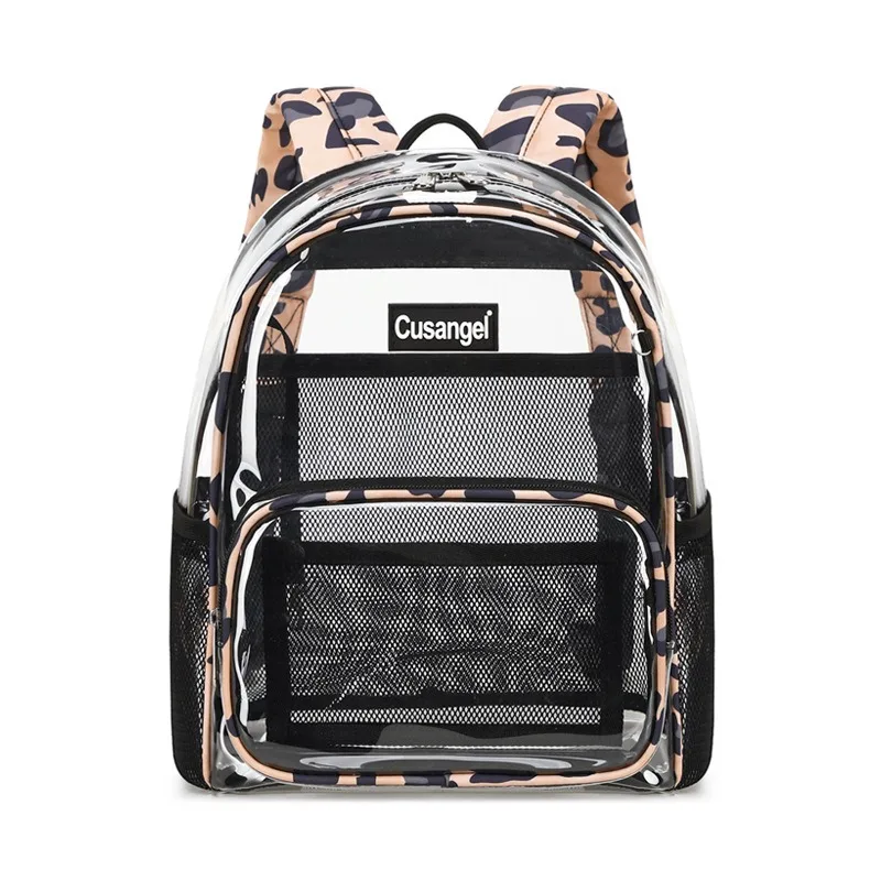 TPU Transparent Women Backpack Fashion Commuter Mini Clear Jelly Bag Student School Bag Outings Waterproof Beach Travel Rucksack