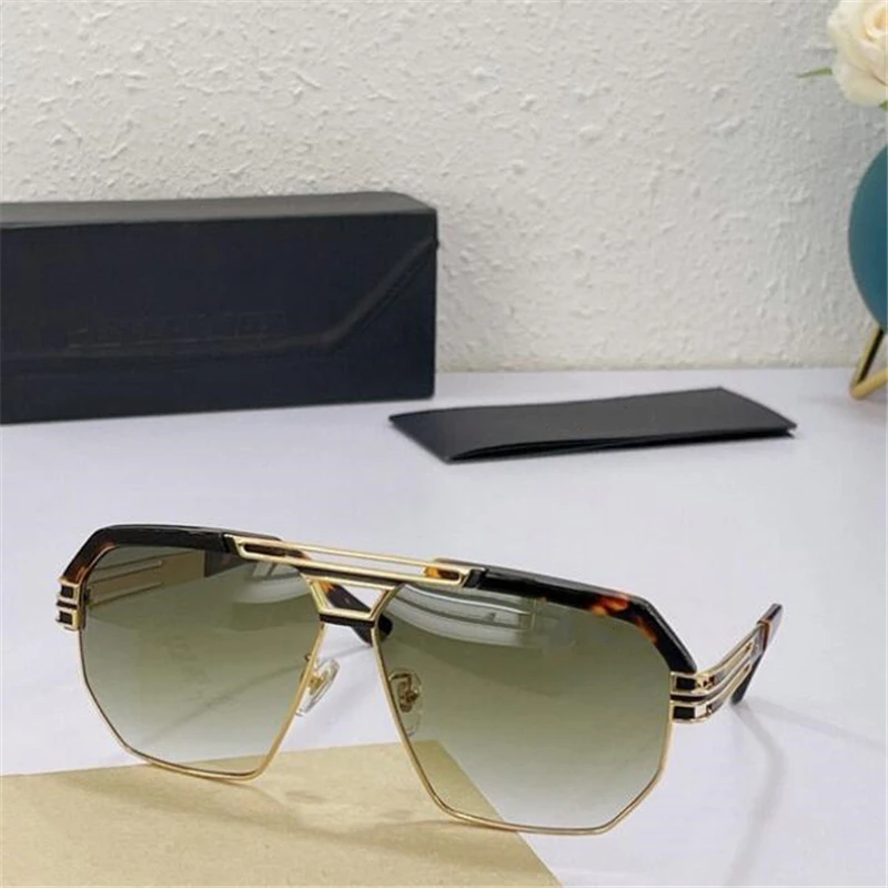 

Fashionable metal hollowed-out sunglasses men Luxury brand glasses hardcover box Half frame sunshade mirror sunglasses for men