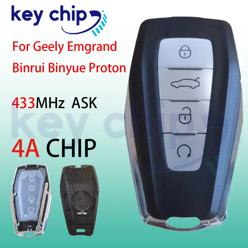 4 Bottons  Fob Case Shell for Geely Coolray X6 Geometry C Emgrand Global Kulrey Hawk GX7 Okavango Replacement Original Car Key