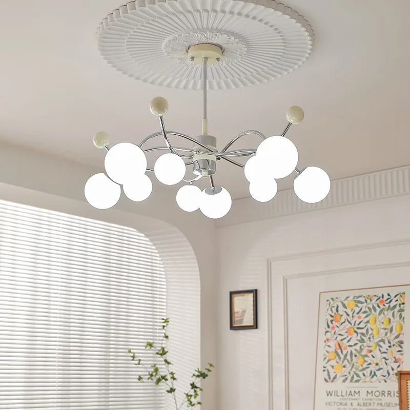 Medieval living room chandelier magic bean Internet celebrity bedroom light Bauhaus cream wind
