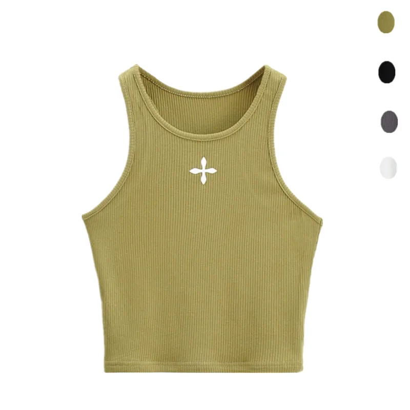

Sexy ort Printed Cross Vest round Ne Svel Slimming Base Layer Top Trendy Street Sle Color Summer