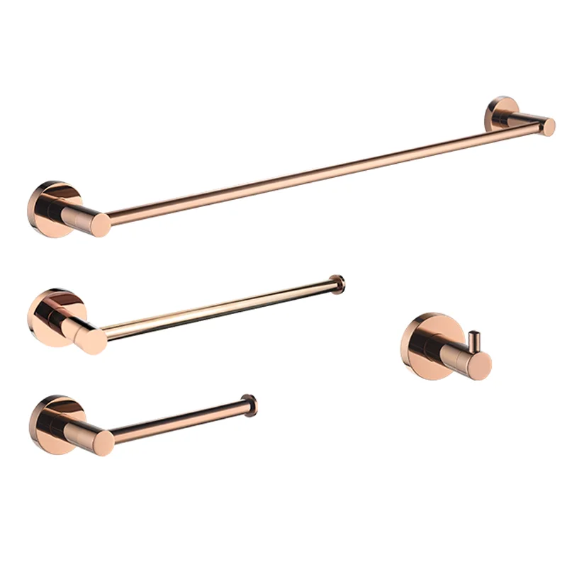 Rose Gold Bathroom Accessories Set Wall Mount Shelf Toilet Bath Hardware Paper Holder Towel Bar Rack Rail Rod Robe Hook Hanger