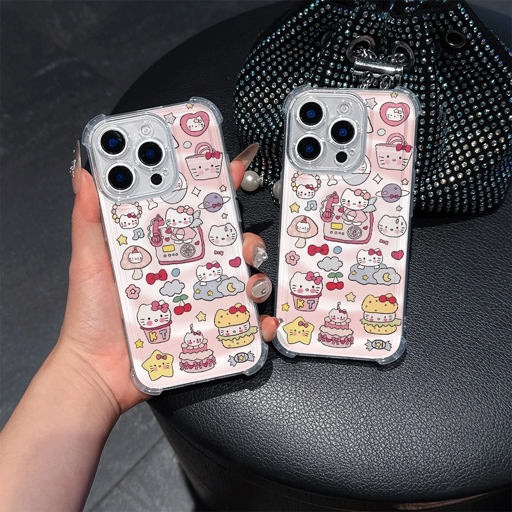 เคสโทรศัพท์ Sanrio KT สำหรับ iPhone 13 iPhone 16/15/14/13/12/11/x/xs/xs Max เคสใสลาย Hello Kitty สำหรับผู้หญิง  อุปกรณ์เสริมน่ารักๆ