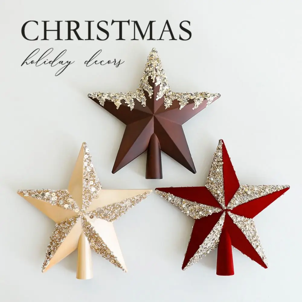 

Durable Colorful Christmas Tree Topper Star Glitter Plastic Tree Topper Pentagram Reusable Christmas Tree Ornament Party Favors
