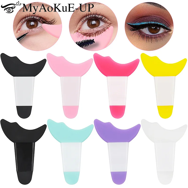 1pcs Eye Makeup Aid Professional Eyeliner Template Mascara Baffle Silicone Stencil Eyebrow Eyeliner Shaper Assistant Beauty Tool