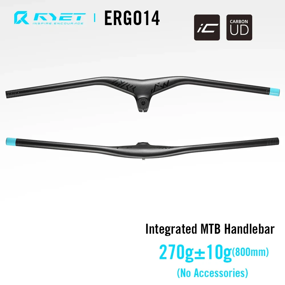 RYET MTB Integrated Handlebar Carbon Rise 800mm -7 Degrees XC Handlebar One-Piece T1000 Shaped Flat Bar Stem Bicycle products