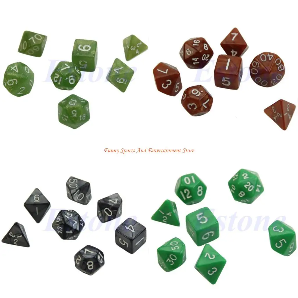 

C4DE: 7 черносторонних кубиков D4 D6 D8 D10 D12 D20, набор ролевых поли-игр