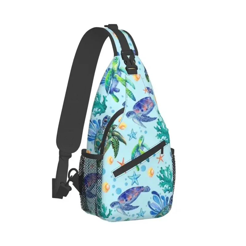 Sac à dos à bandoulière personnalisé pour tortues de mer pour hommes, sac de poitrine à bandoulière, sac à dos de voyage, sac à dos de randonnée, initié aux animaux marins