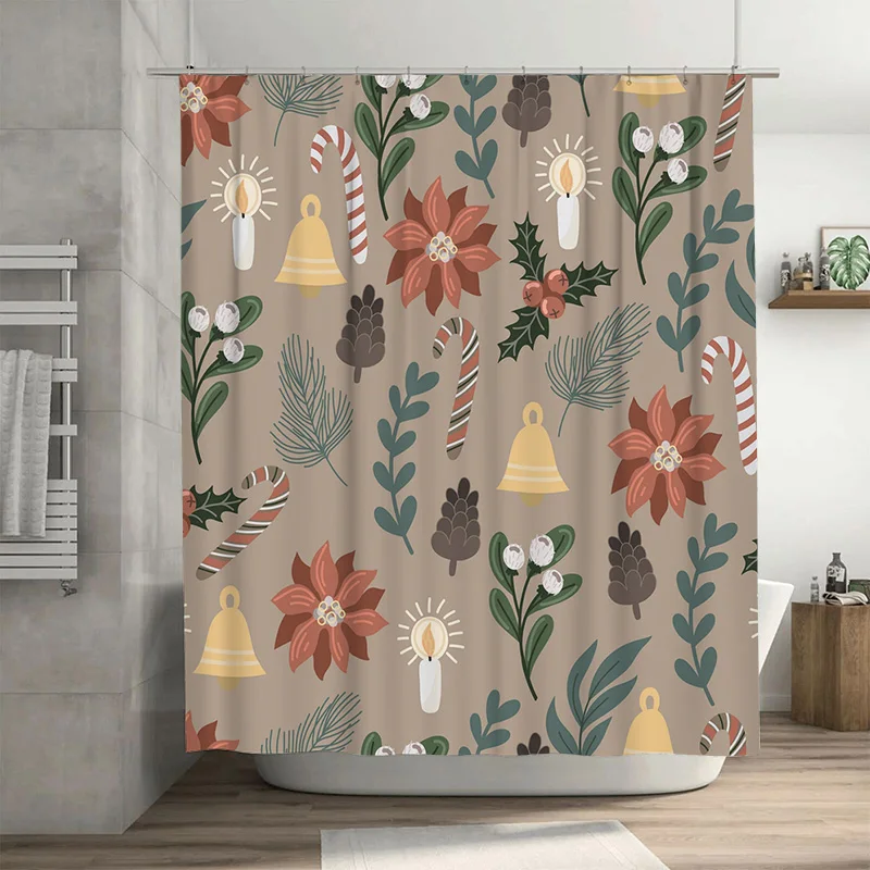 

TU Праздничная рождественская занавеска для душа Праздничный водонепроницаемый тканевый декор Рождественский набор для ванной комнаты