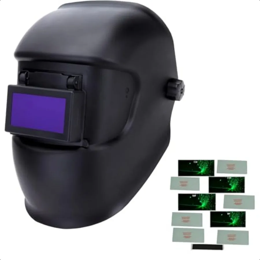 

Flipup Black Glass Welding Mask Detachable Black Lens with 5Pcs Shade Welding Glass Lens