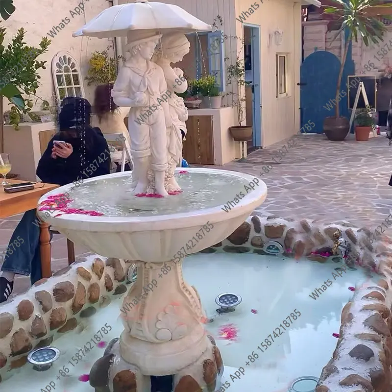 Rockery, flowing water make money, couple fountain ornament, outdoor circulation pool, courtyard, garden, villa floor-to-ceiling