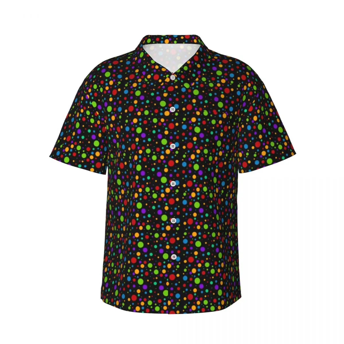 

Polka Dot Rainbow Vacation Shirt Retro Print Summer Casual Shirts Male Cool Blouses Short Sleeve Y2K Funny Graphic Tops