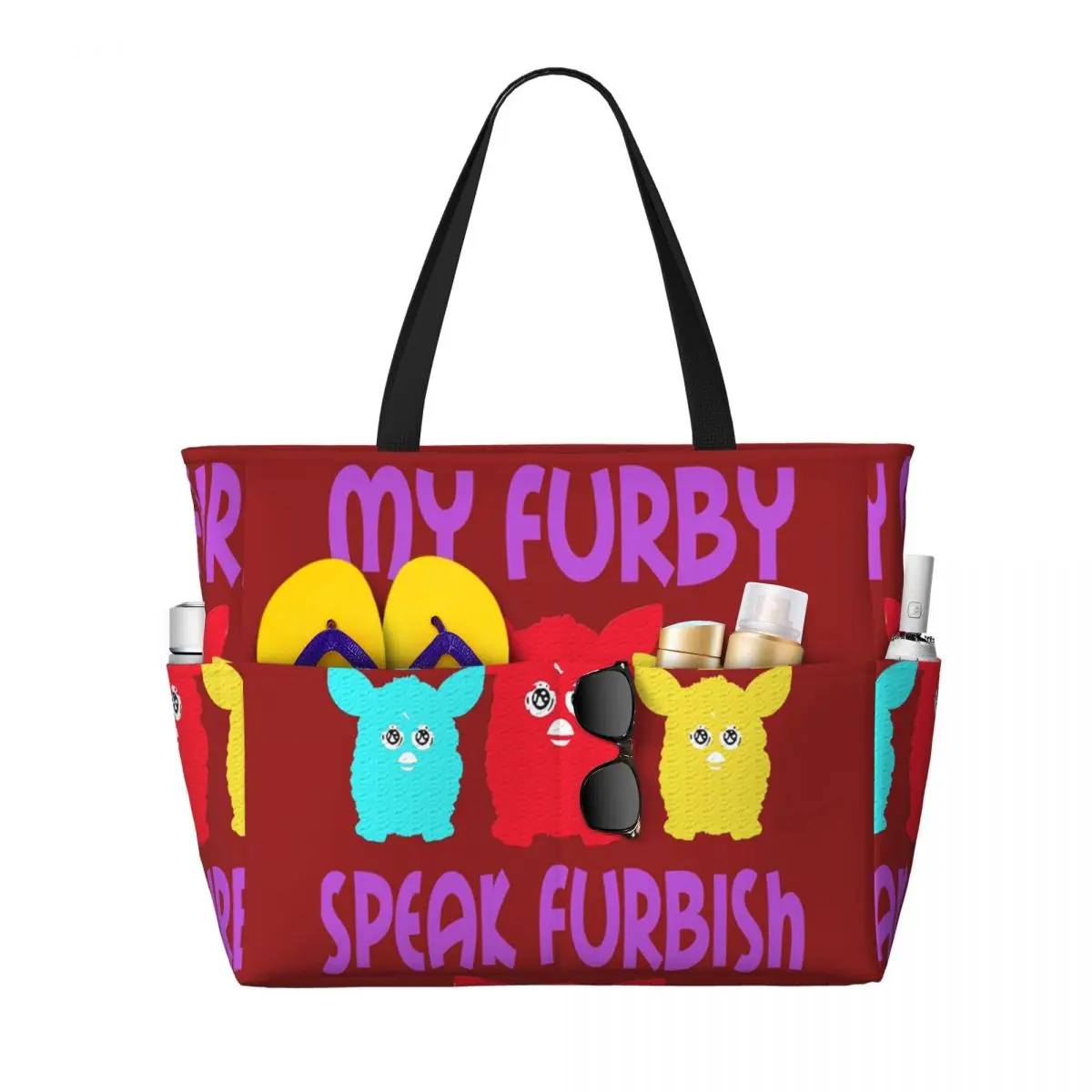 

Nightmare Furby Cartoon Robot Toys Beach Tote Bag Sport Gym Yoga Duffle Large Tote Bag Women Travel Bag Fitness bag