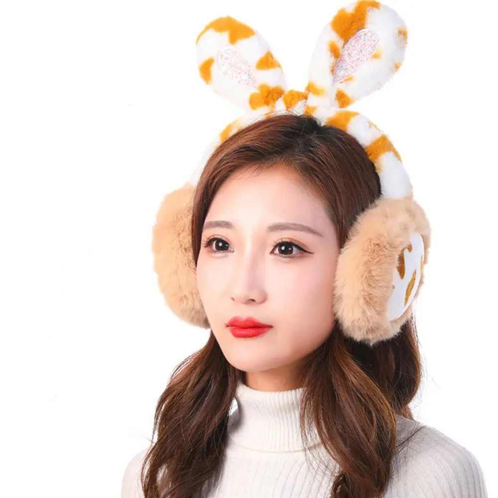 Soft Cold-proof Speckle Plush Windproof Cow Animal Earmuffs Girl Earmuffs Cartoon Earmuffs Ear Cover