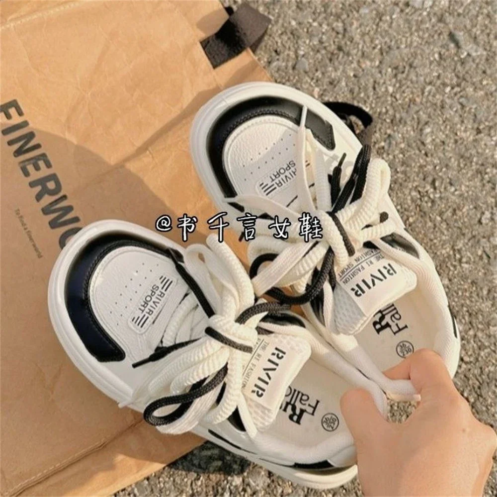 2024 Women\'s Platform Shoes Casual Black Free Shipping Sneakers Lady Woman Trend Sandals Sports Walking Skateboard Spring Female