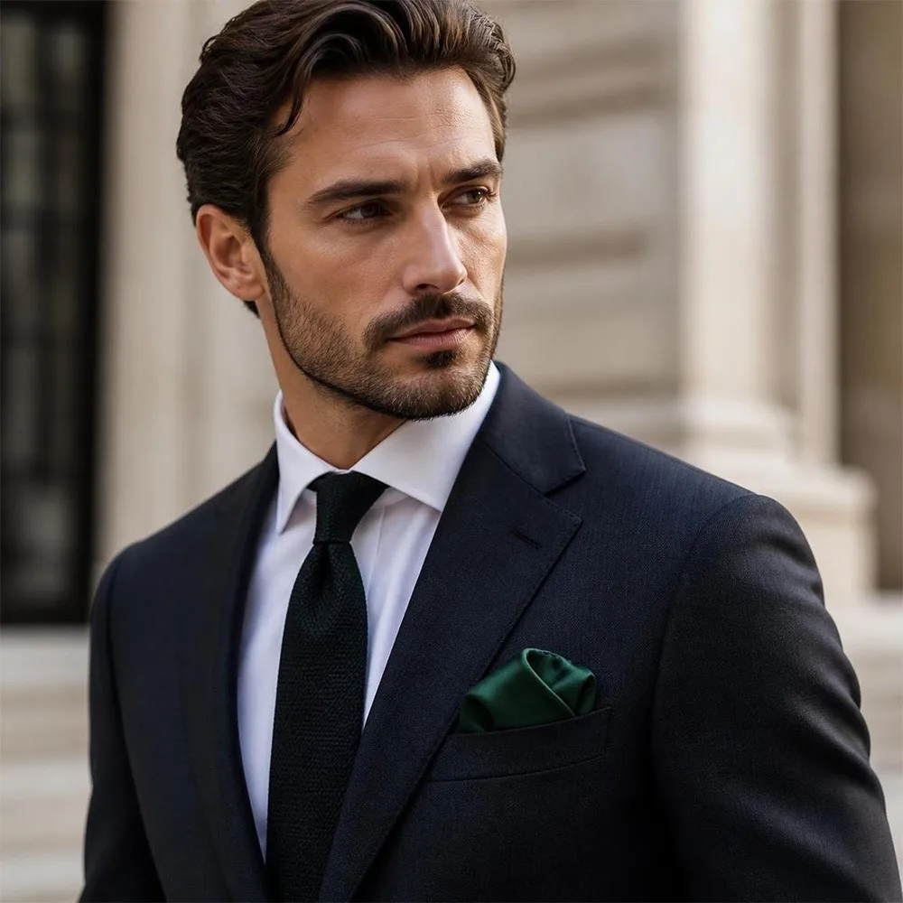 Solid Color Men's Pocket Square Satin Square Shape Business Suit Scarf Foldable Waterproof Formal Handkerchief Wedding Ceremony