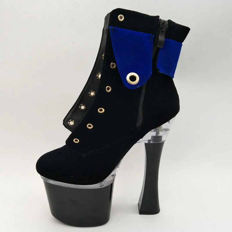 

LAIJIANJINXIA New 18CM/7inches Suede Upper Sexy Exotic High Heel Platform Party Women Boots Pole Dance Shoes C102