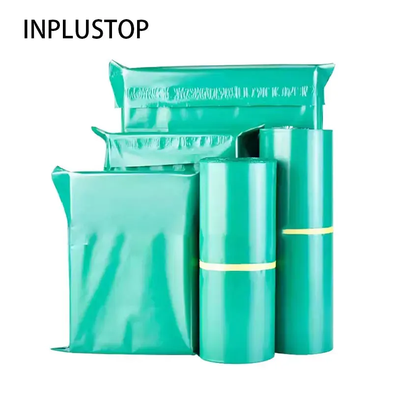 

INLUSTOP 50Pcs Green Color Mailing Logistics Parcel Bag Waterproof PE Clothing Express Custom Logo Plastic Shipping Courier Bag